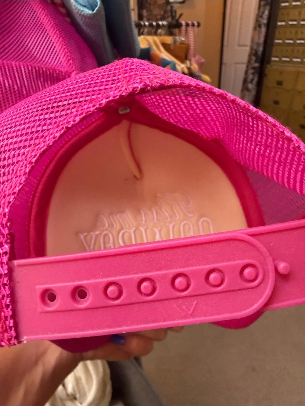 PINK Victoria's Secret Hot Pink Trucker Hat with White Embroidery